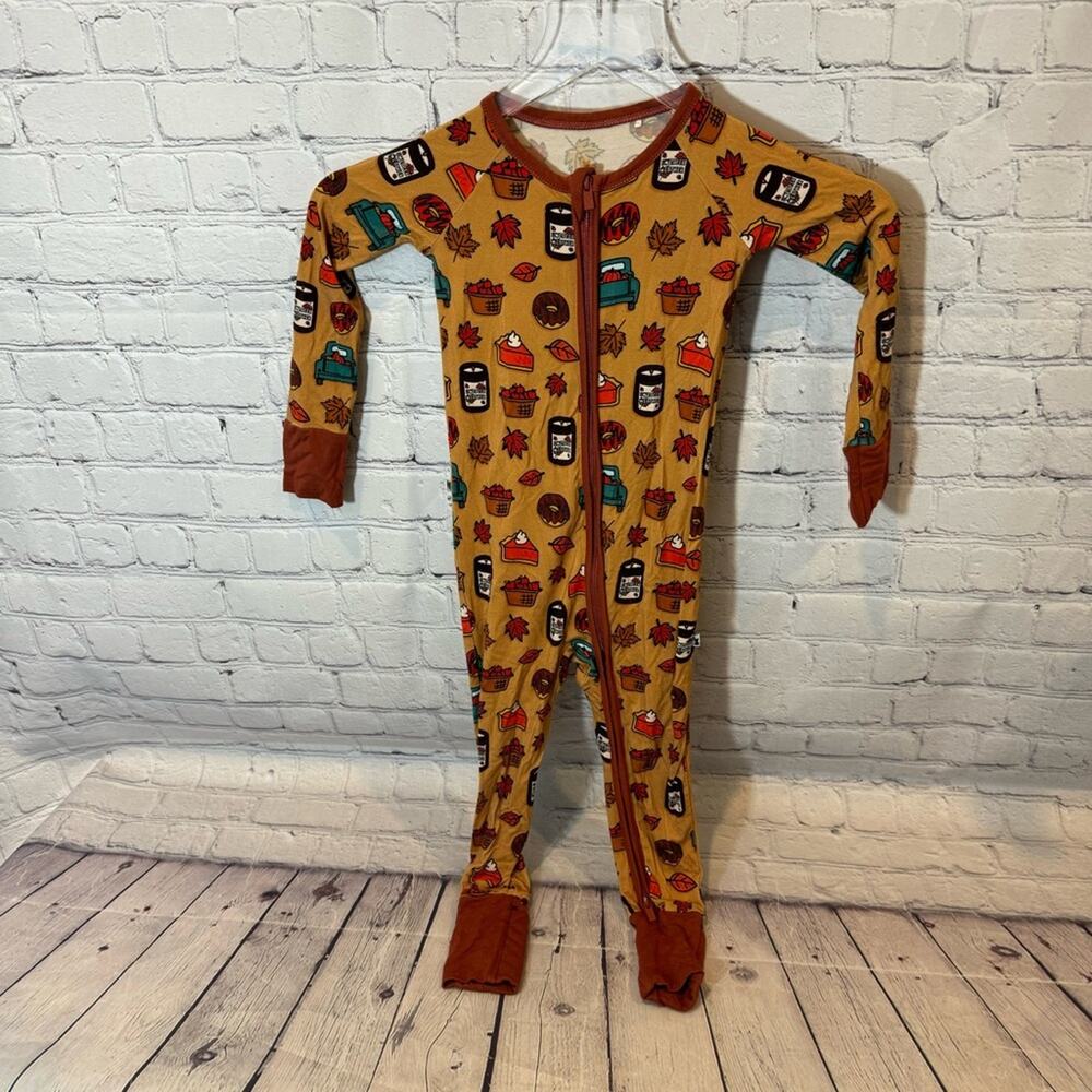 Kiki + Lulu Fall Pumpkin Print Bamboo Zippie Romper